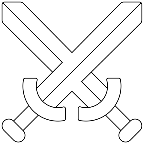 Crossed Swords Emoji Coloring Page